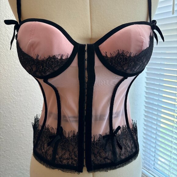Victoria's Secret Other - Victoria's Secret Sexy Little Thing Pink Mesh Corset Top